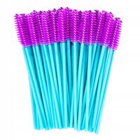 SZCZOTECZKA DO RZĘS I BRWI SPIRALKA TURKUSOWO FIOLETOWA 50 sztuk