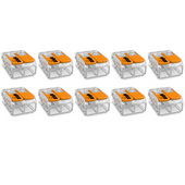 10x Szybkozłączka WAGO 2 gniazda 0,14-4mm 221-412 złączka zaciskowa ZESTAW