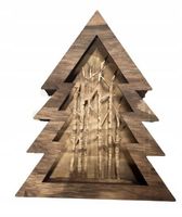 CHOINKA DREWNIANA las 10led 34cm TIMER BRĄZOWA