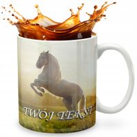 KUBEK 330ml GRAFIKA PREZENT ŚWIĘTA WZÓR - KOŃ HOBBY HORSE ZWIERZE + IMIĘ