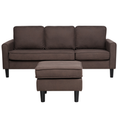 Sofa 3-osobowa z otomaną brązowa AVESTA