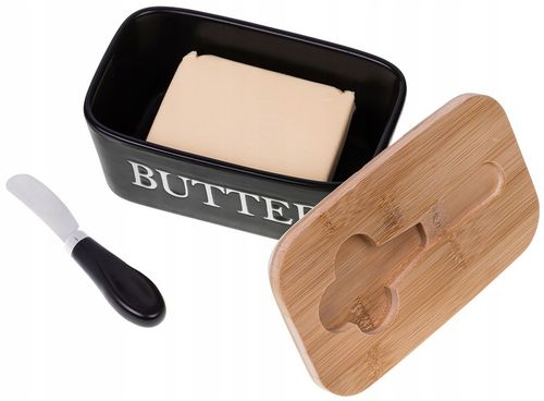 MASELNICZKA PORCELANOWA CERAMICZNA MASELNICZKA Z NOŻEM DO MASŁA BAMBUS TOP na Arena.pl