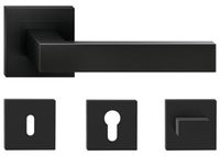 KLAMKA DRZWIOWA TOPAZ CZARNY MAT KOMPLET ROZET