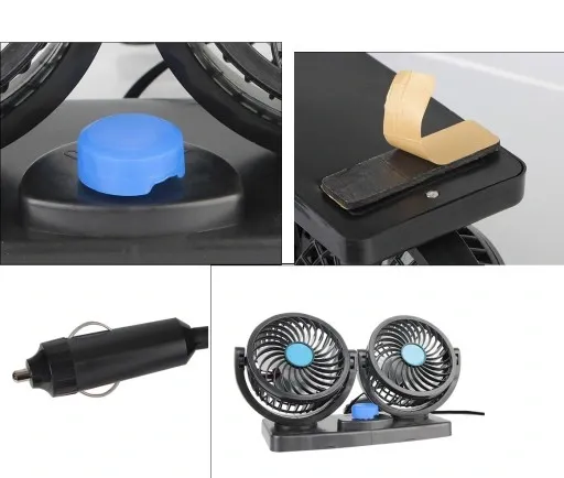 MOCNY WIATRAK WENTYLATOR SAMOCHODOWY PODWÓJNY 12V zdjęcie 3