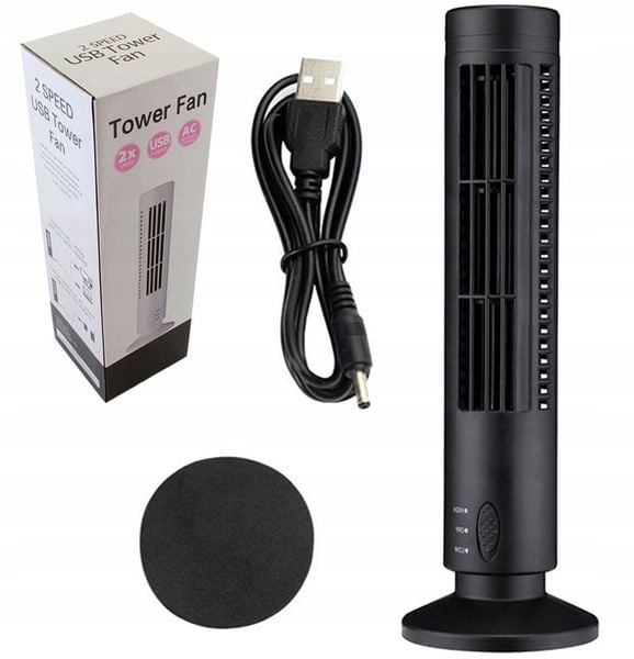 WENTYLATOR KOLUMNOWY STOJĄCY BIURKOWY OSCYLACJA KLIMA USB 3W CZARNY AG389E zdjęcie 1