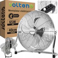 WENTYLATOR PODŁOGOWY DUŻY 40cm MOCNY CYRKULATOR WIATRAK CHROM 65W PREMIUM