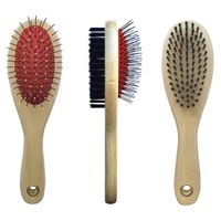 Drewniana szczotka dwustronna do wyczesywania podszerstka sierści dla króli