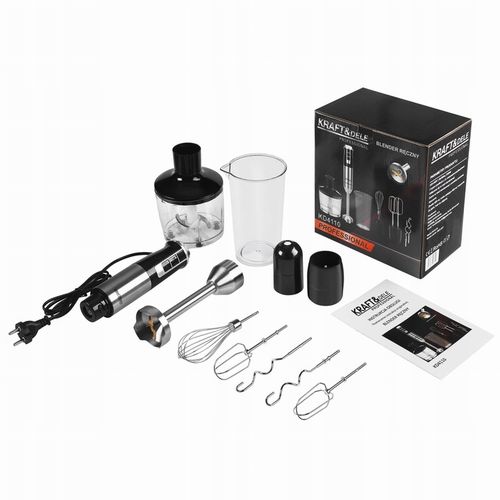 MOCNY BLENDER WIELOFUNKCYJNY MIKSER RĘCZNY 1500W SREBRNY LED AKCESORIA na Arena.pl