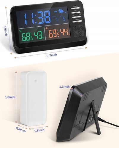 Bezprzewodowa Stacja Pogodowa Zegar Termometr Data na Arena.pl