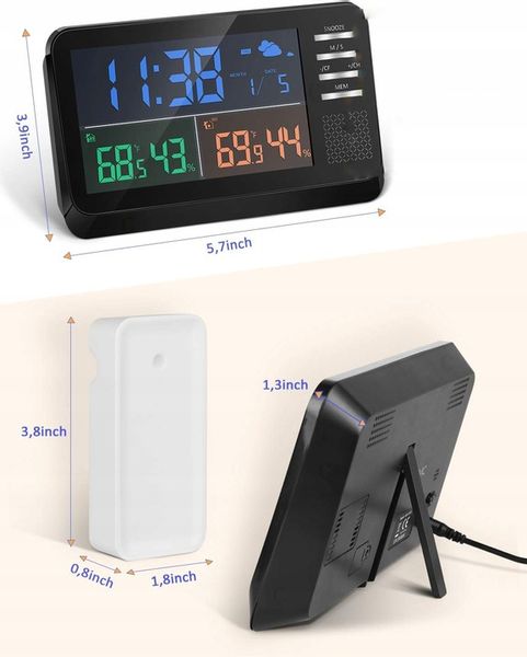 Bezprzewodowa Stacja Pogodowa Zegar Termometr Data zdjęcie 7