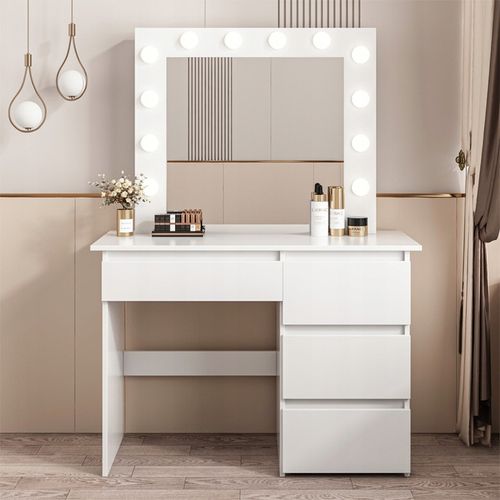 TOALETKA DO MAKIJAŻU WIZAŻU KOSMETYCZNA Z LUSTREM LED NOWOCZESNA LOFT na Arena.pl