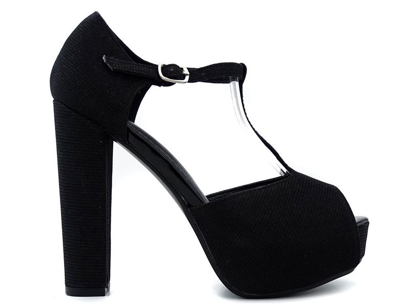 Czarne sandały na słupku platformie pasek 36 zdjęcie 1