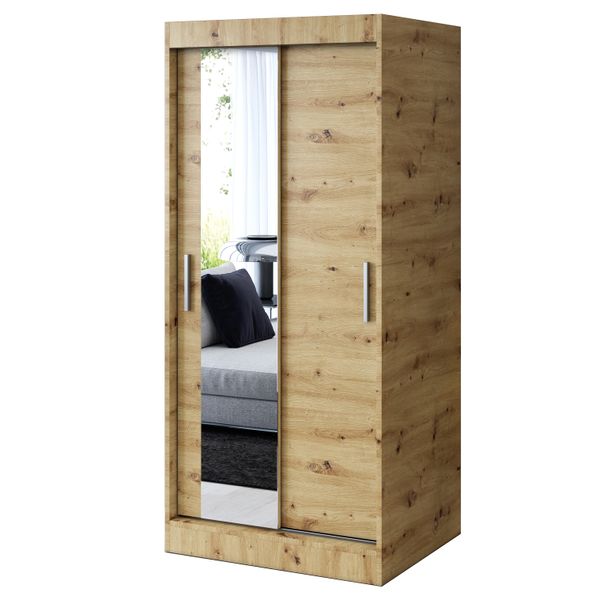 Szafa Przesuwna 90 cm SOFIA Antracyt Garderoba Listwy 2 Wnętrza zdjęcie 3