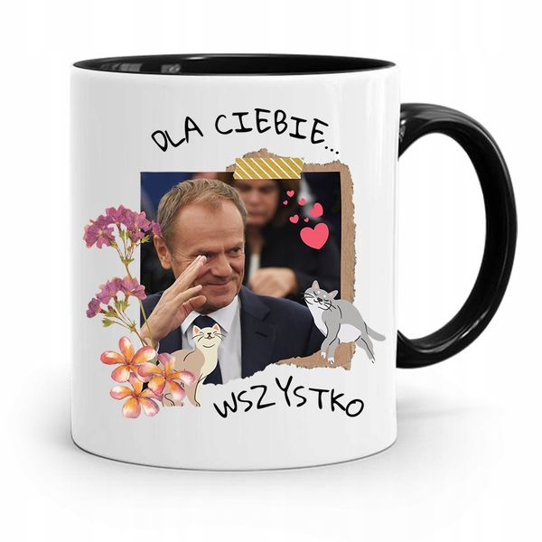 Kubek Czarny Donald Tusk Po Platforma Prezent zdjęcie 1