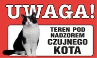 Tabliczka tablica UWAGA KOT OBIEKT CHRONIONY prezent gadżet 12x20cm