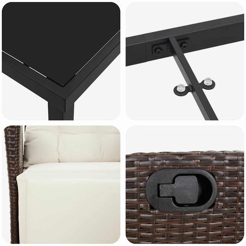 Zestaw do jadalni w ogrodzie 3 pcs Brązowy Polirattan na Arena.pl