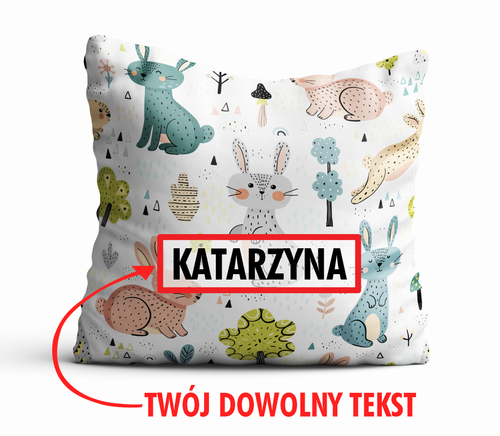 Poduszka DZIECIĘCA z Twoim napisem PD38 zajączki na Arena.pl