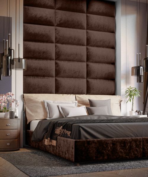 TAPICEROWANY PANEL ŚCIENNY BRĄZOWY 3D WEZGŁOWIE 40cm x 30cm zdjęcie 4