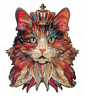Robotime Cat King Drewniane puzzle 3D 200 el. – dekoracyjny model kota