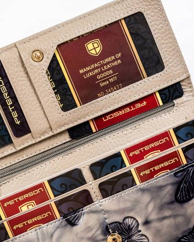 duży, skórzany portfel damski na zatrzask i bigiel - peterson na Arena.pl