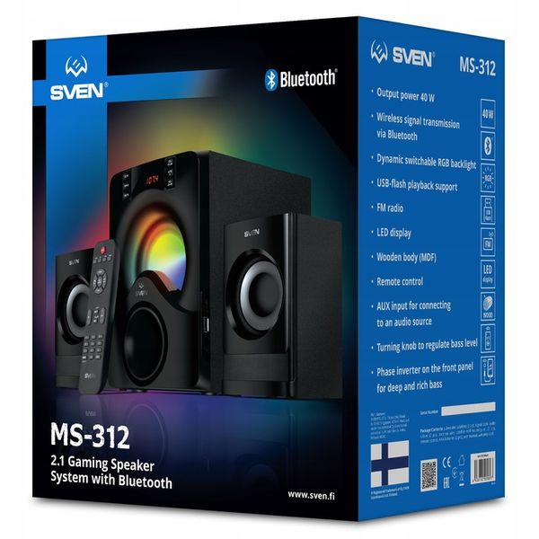 SVEN MS-312 głośniki komputerowe 2.1 BLUETOOTH, USB, FM, WYŚWIETLACZ, PILOT zdjęcie 10