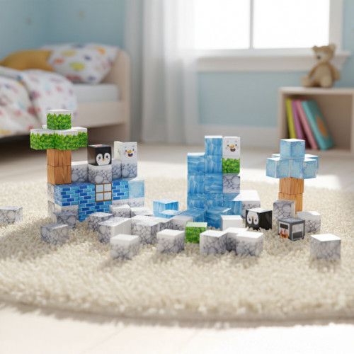 KLOCKI MAGNETYCZNE KONSTRUKCYJNE ZIMOWE 97 ELEMENTÓW DLA DZIECI na Arena.pl