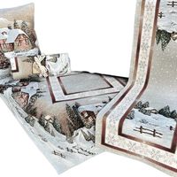 Bieżnik świąteczny - 45x180 cm - las domek - dekoracja wigilijnego stołu