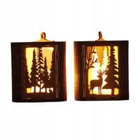 Lampiony Świąteczne – Dekoracje Zimowe Drewniane na Okno, Komodę i Stół