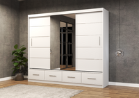 Duża Garderoba Szafa Przesuwna 250 Biały mat Lustro Szuflady FOREST ID
