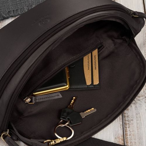 saszetka nerka damska wielofunkcyjna duża klasyczna brązowa na Arena.pl