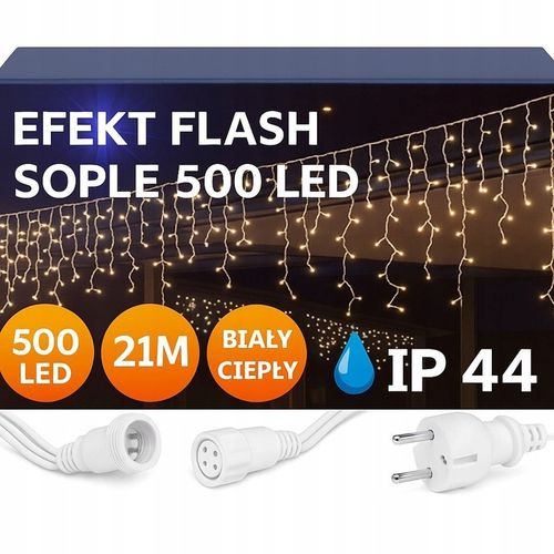 SOPLE FLASH 500 LED ZEWNĘTRZNE BIAŁE CIEPŁE CHOINKOWE z Flashem ZIMNYM na Arena.pl