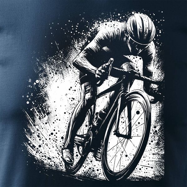 Koszulka z kolarzem kolarz kolarska dla rowerzysty z kolarką rowerem męska granatowa REGULAR S zdjęcie 2