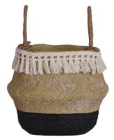 Doniczka ceramiczna boho beżowo-czarna duża