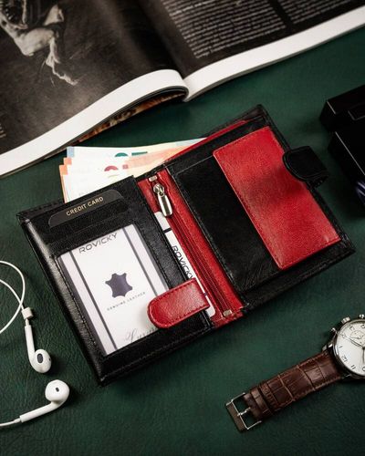 oryginalny, skórzany portfel męski na zatrzask - rovicky na Arena.pl