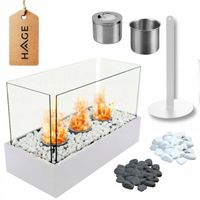 BIOKOMINEK BIAŁY WOLNOSTOJĄCY BEZDYMNY DO DOMU NA TARAS OGRÓD BIO KOMINEK