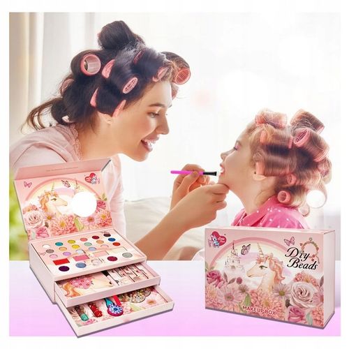 KOSMETYKI DLA DZIECI W SZKATUŁCE JEDNOROŻEC KORALIKI CIENIE LAKIERY KUFEREK na Arena.pl