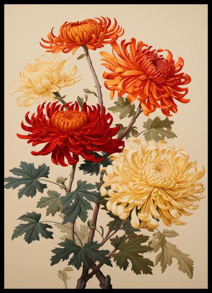 Plakat 50x70cm Tańczące Chryzantemy zdjęcie 2