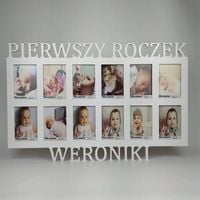 Multiramka ramka na zdjęcia Pierwszy roczek imię 12 zdjęć 10x15 na roczek