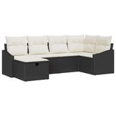 Zestaw Sof na Ogród 6 pcs Czarny 55 x 62 x 69 cm Polirattan