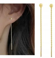 KOLCZYKI PRZECIĄGANE STAL CHIRURGICZNA ZŁOTE KULKI ŁAŃCUSZKI