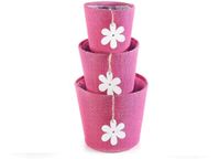 Zestaw 3 Osłon na Doniczki z Juty Różowe Wodoodporne Wnętrze Dekoracje