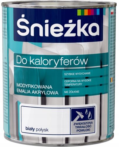 ŚNIEŻKA EMALIA AKRYLOWA FARBA DO KALORYFERÓW GRZEJNIKÓW BIAŁA 750ml na Arena.pl