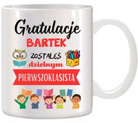 KUBEK DLA PIERWSZOKLASISTY IMIĘ CHŁOPCA DZIEWCZYNKI PASOWANIE NA UCZNIA