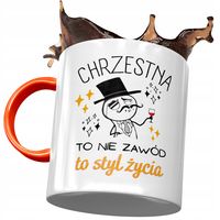 Kubek Pomarańczowy Dla Chrzestnej Na Urodziny Z Nadrukiem Ze Zdjęciem