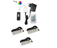 Zestaw LED RGB 3 x klips PCV do szklanych półek