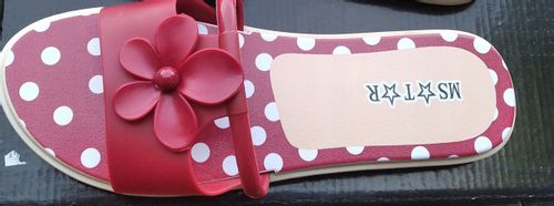 ELEGANCKIE czerwone KLAPKI DAMSKIE Z KWIATKIEM r38 na Arena.pl