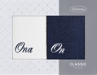 Zestaw ręczników ON i ONA biały + granat 2X 50X90 cm bawełna