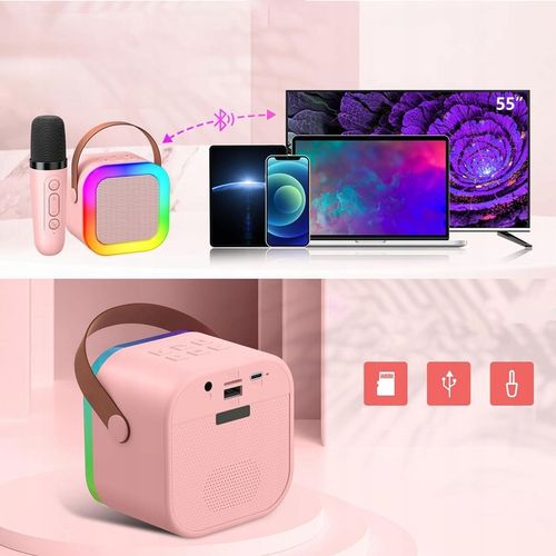 MASZYNA KARAOKE DŹWIĘK STEREO GŁOŚNIK BLUETOOTH 3 TRYBY LED 2 MIKROFONY na Arena.pl