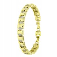 Bransoletka pozłacana 14K z cyrkoniami 17-19 cm 9 mm