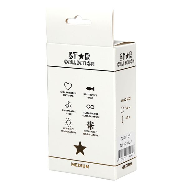 Star Collection - Silver Metal Anal Plug M - Light Pink Stone zdjęcie 2